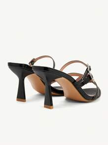 CUCCOO CHICEST 夏季新款女士高跟凉鞋，水钻扣带尖头细高跟鞋，优雅奢华浪漫性感黑色仿蜥蜴皮正装鞋，适合派对、约会、时尚活动 - 黑色 - 查看 13