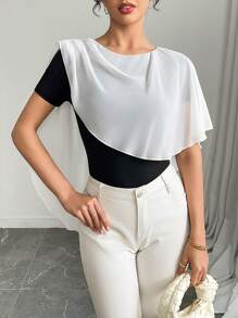 Chiquease Camiseta ajustada elegante de malla transparente para mujer, para el verano