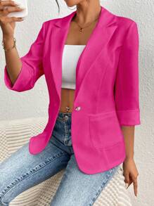RosyDaze 纯色基本款西装外套，适合春夏季休闲通勤