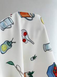 SHEIN Unity Vacation Style New Summer Fashionable Chic Spaghetti Strap Funny Print Women Dress - Multicolor - View 4