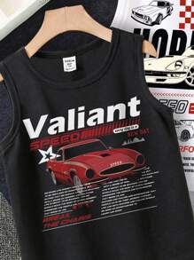 3pcs/Pack Young Boy Racing Car Graphic Casual Sleeveless Tank Tops, Suitable For Summer