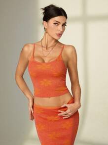 SHEIN Tall Women's Resort Floral Print Cropped Slim Fit Camisole