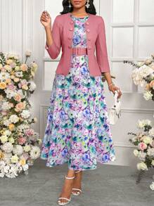 SHEIN Lady Women Two Pieces Outfits For Daily Wear - Dusty Pink - View 5