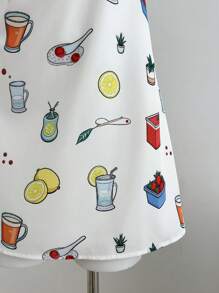 SHEIN Unity Vacation Style New Summer Fashionable Chic Spaghetti Strap Funny Print Women Dress - Multicolor - View 5