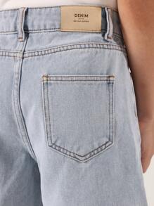 SUMWON Distressed Denim Shorts Summer Casual Ripped Jean Shorts Cotton Beach Vacation Street Style Frayed Raw Edge Mid Rise Youth Fashion - Baby Blue - View 7