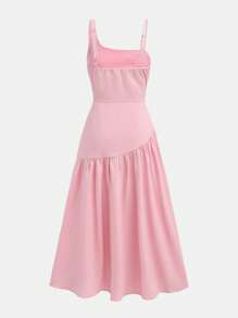 SHEIN Vestido elegante de longitud media sin mangas con decoración de lazo asimétrico para niñas preadolescentes