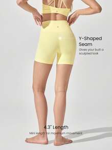 GLOWMODE 4.3" FeatherFit™ Crossover Anti-Slip Biker Shorts With Built-In Seamless Shorts Low Impact Yoga Daily Gym