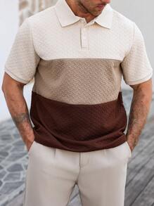 Manfinity Homme 大码男士撞色短袖休闲通勤 Polo 衫 - 彩色 - 查看 5