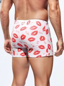 Manfinity VDAYZ Men's Heart & Lips Print Swim Trunks, Suitable For Summer Men Swim Trunks - Multicolor - View 5