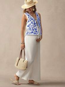 SHEIN Maternity Two Pieces Suits - Blue - View 3