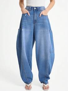 Daynim 女式褪色浅蓝色直筒牛仔裤 - 淺色水洗藍 - 查看 1