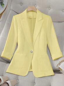 RosyDaze Casual Commute Solid Color Suit Jacket, Spring/Summer
