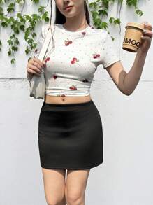 Short décontracté simple et confortable taille basse avec doublure, mini-jupe polyvalente pour adolescentes
