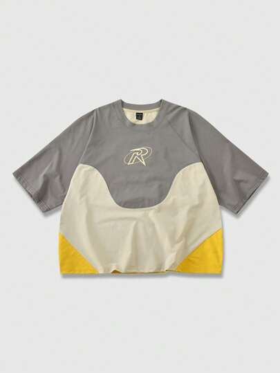 ROMWE Avant Camiseta de verano casual oversize con bloques de color para hombres