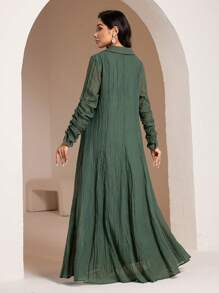 Veilorie Conservative Casual Ruched Collar Sleeve Women's Extra Long Dress, Women's Arabic Dress, Women Dresses Elegant Gown, Women Casual Dress, Modest Dress, Modest - Green - View 7