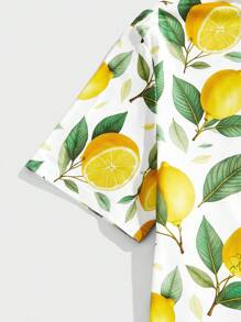 Manfinity VCAY Men's Casual Knit Lemon Print Fitted Raglan Short Sleeve T-Shirt, Summer - Yellow - View 4