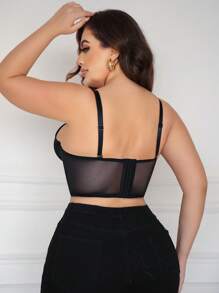 SHEIN Áo ba lỗ màu đen cỡ lớn có dây đeo có thể tháo rời và gọng quần lót, 1 chiếc - màu đen - Xem 2