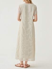 Florisole Women's Bohemian Embroidery Notched Neck Short Sleeve Casual Holiday Dress, Spring/Summer