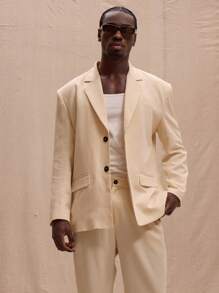 Musero Oversized Boxy Button Woven Blazer Spring, Summer, Streetstyle