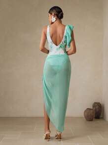 Deep V Neck TUMMY CONTROL One-Piece Swimsuit Set, Summer Vacation Beach Wear