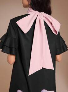 Al Najma Women's Floral Print Round Neck Ruffle Sleeve Elegant Arabian Style Maxi Dress - Multicolor - View 2