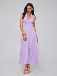 Roylia Satin Sheath Dress, Fashionable For Summer - Mauve Purple - View 1