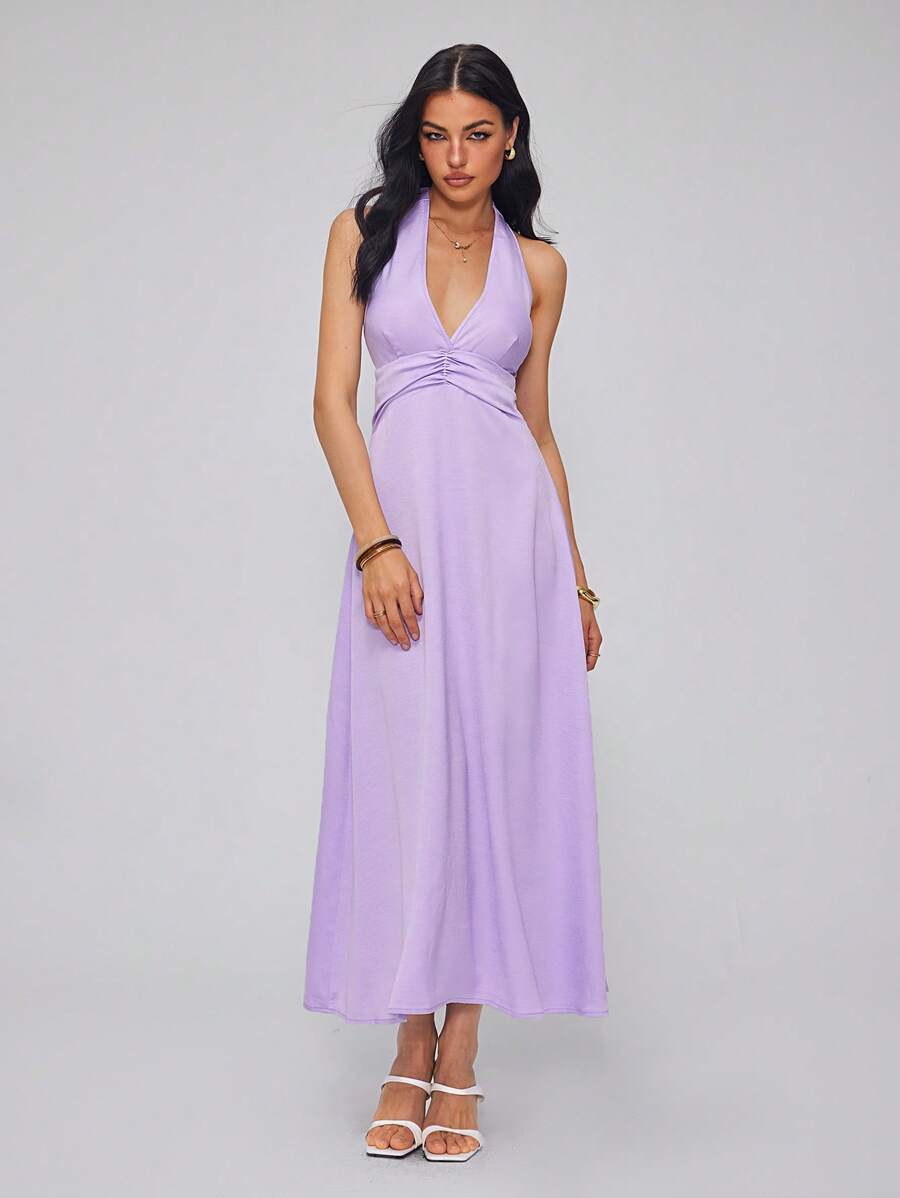 Roylia Satin Sheath Dress, Fashionable For Summer - Mauve Purple - View 1