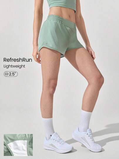 GLOWMODE 2.5" RefreshRun Shorts VitalSwift Ultralight Sweat-Wicking Mid-Rise Waist Adjustable Drawstring Waist Reflective Running Shorts With Built-In Anti-Odor Underwear Back Zip Pocket High Impact Workout Running Training Spring Summer