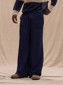 Musero Pantalón de pierna recta con bolsillo lateral de cordón tejido, para primavera, verano y vacaciones