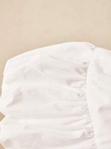 SHEIN Young Girls Elegant Cream Bow Decor Puff Sleeve Top And Mini Skirt Set - White - View 7