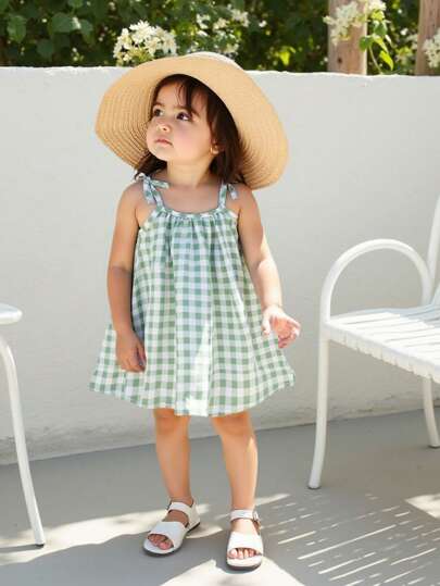 SHEIN Baby Girl Clothing Baby Girl Dress Full Floral Pattern Suspender Bow Summer Elegant And Fresh Dress