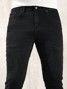 Manfinity Homme Men's Slim Fit Denim Hoof Shape Pants, Minimalist & Fashionable For Summer