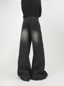 Manfinity Roghcode 男士简约时尚休闲日常牛仔裤街头休闲装，摇滚风 - 黑色 - 查看 2