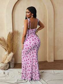 BamGleam Đầm ôm body in hoa gợi cảm thời trang thanh lịch dự tiệc kỳ nghỉ lễ hội mùa hè cho nữ - Nhiều màu - Xem 2
