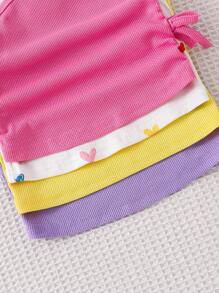 Kleine Mädchen 4 Stücke Gestrickt Einfarbig Herz Muster Träger Set