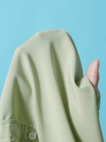 Manfinity Homme 男士純色短袖休閒襯衫 夏季工作襯衫 素色修身合身 正式款 - 薄荷綠 - 查看 6