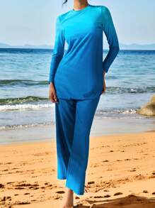 Swim Shayni Ombre Crop Top & Pants Loungewear Set For Women For Summer Beach Vacation