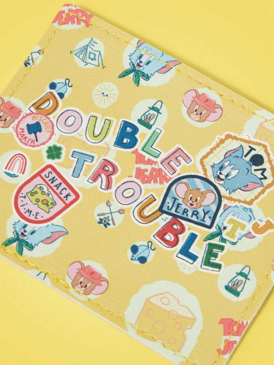 TOM & JERRY X SHEIN 时尚可爱字母&卡通图案黄色卡包 - 彩色 - 查看 1