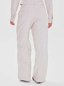 MUSERA Tailored Mid Rise Pinstripe Wide Leg Trouser Business Casual  Old Money Fall Work Office Back To School Night Out Going Out - Apricot - View 2
