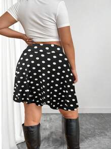 Celure Plus Size Summer Casual Polka Dot Printed Mini Skirt Shorts