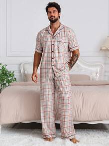 DAZY Plain Striped Men Pajama Set, Spring/Summer - Multicolor - View 1