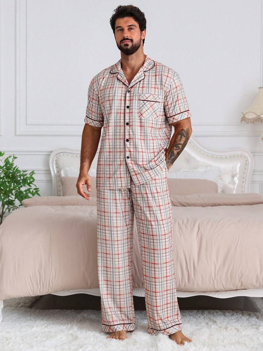 DAZY Plain Striped Men Pajama Set, Spring/Summer - Multicolor - View 1
