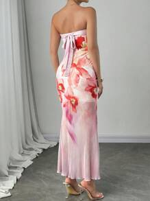 Firerie Robe froncée à imprimé floral élégante pour femme - Multicolore - Voir 5