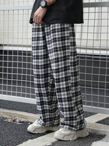 SHEIN Teen Boys Casual Plaid Pants, Suitable For Streetwear, Punk, Rock, College, Daily Wear, Party, Music Festival, Spring/Summer