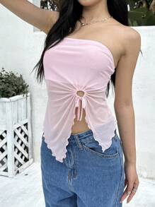 SHEIN Teen Girl Casual Minimalist Comfortable Asymmetrical Hem Solid Color Camisole