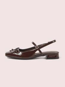 CUCCOO DOLLMOD Women's Coffee Brown Butterfly Decor Mary Jane Flats, Square Toe, Slingback Shoes For Commuting, Dates, Parties, Casual Walks, School, Cute & Sweet Style