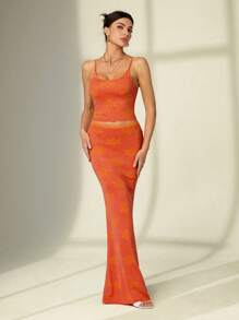 SHEIN Tall Women's Resort Floral Print Cropped Slim Fit Camisole