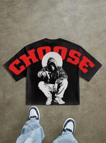 Manfinity EMRG Camiseta suelta y corta de hombre, estilo callejero hip hop "ELIGE"