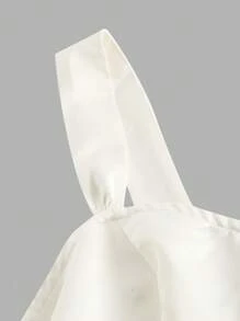 SHEIN MOD 大码女式宽肩带茶歇裙，适合夏季母亲节连衣裙 7 月 4 日服装连衣裙毕业太阳裙娃娃裙毕业裙文艺复兴博览会休闲夏装夏季长裙夏威夷女装文艺复兴博览会毕业白色连衣裙夏季女装毕业装朴素连衣裙花裙，女士生日礼服 - 白色 - 查看 3