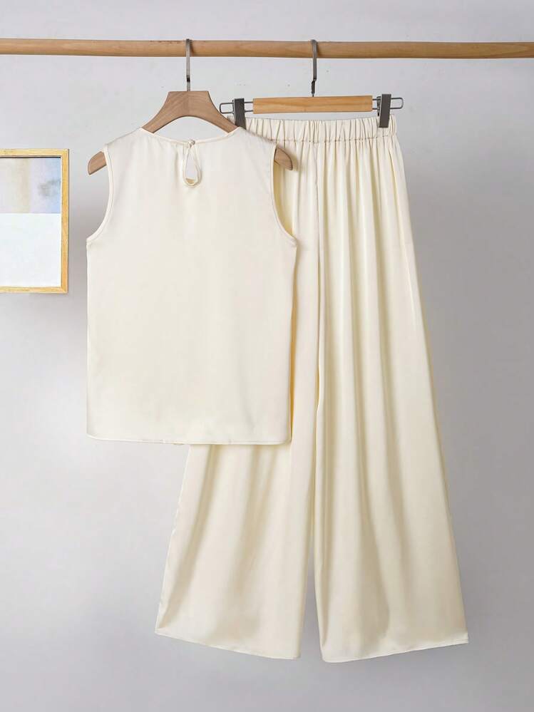 SHEIN Clasi 女士日常两件套服装 - 杏色 - 查看 2